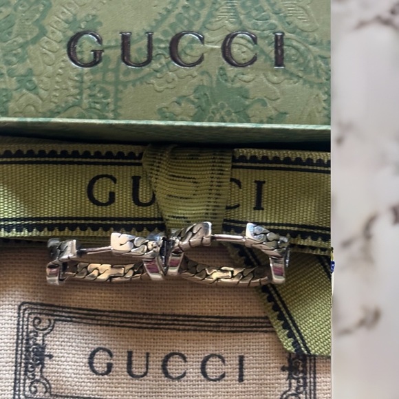 Gucci 925 Sterling Silver Huggie Hoop Earrings - Picture 8 of 9